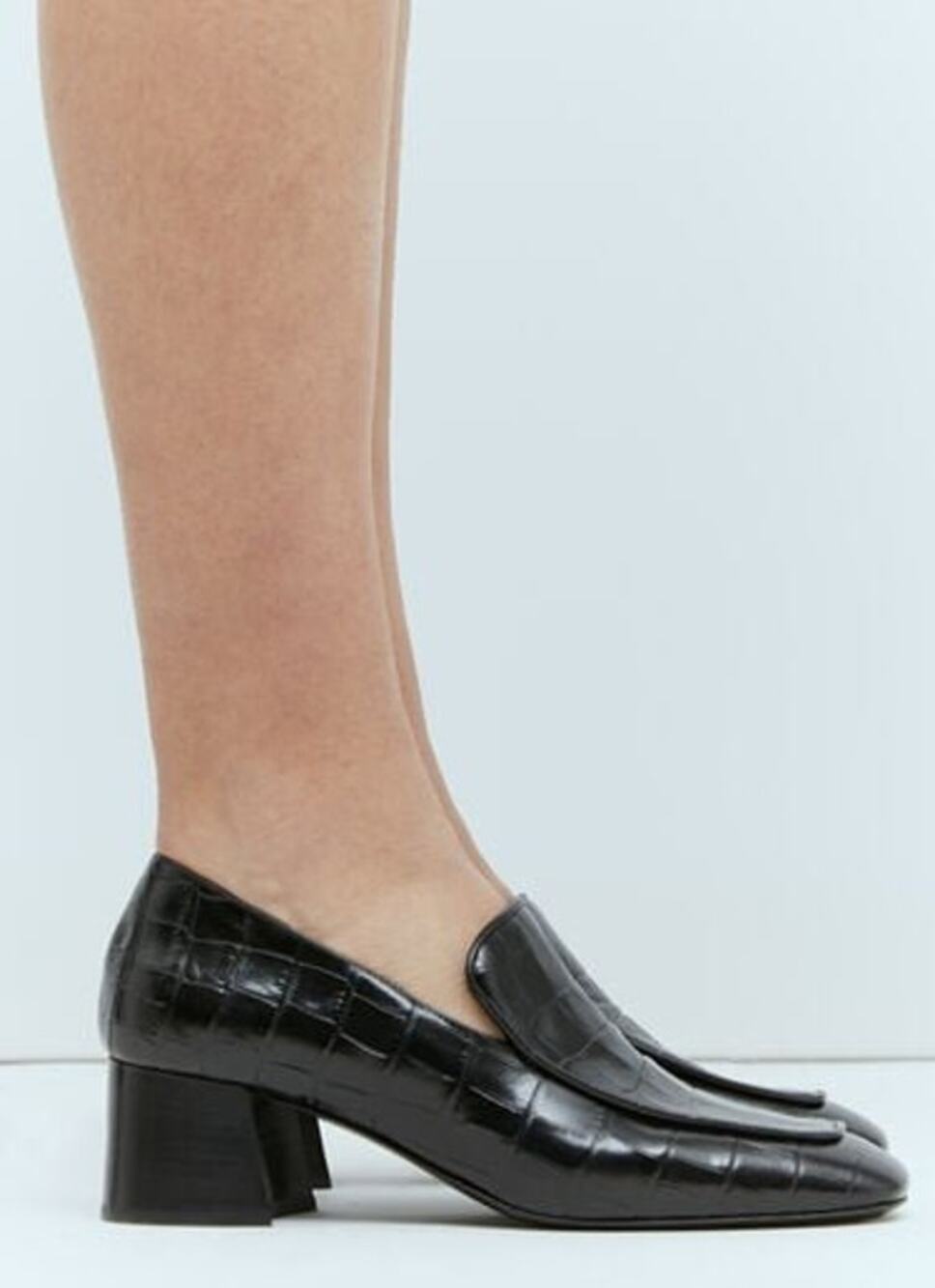 Toteme Croc-Embossed Block Loafer Heel - Brown, 37